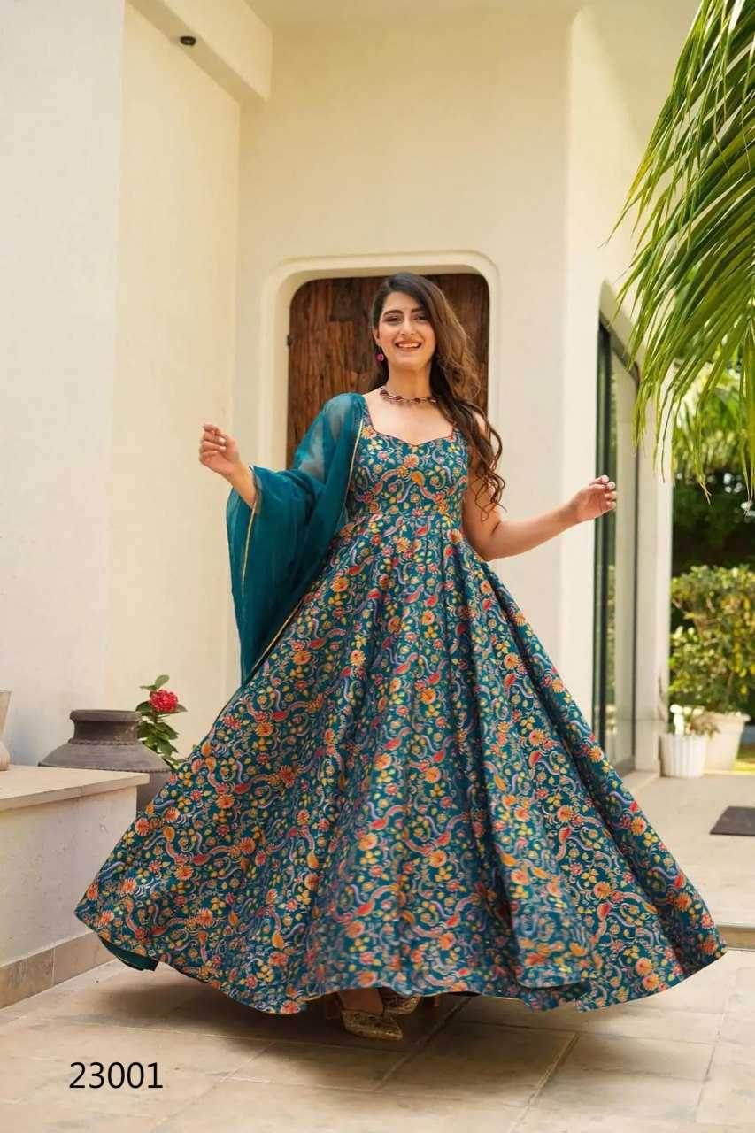 Silk Anarkali Long Gown - MYLUXURY LANE ENTERPRISE